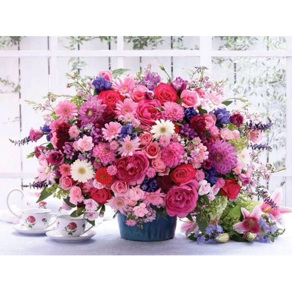 Diamond Painting Cross Stitch Full Square diamond flowers Needlework Arts Embroidery Colourful Flowers Home decoration | Дом и сад
