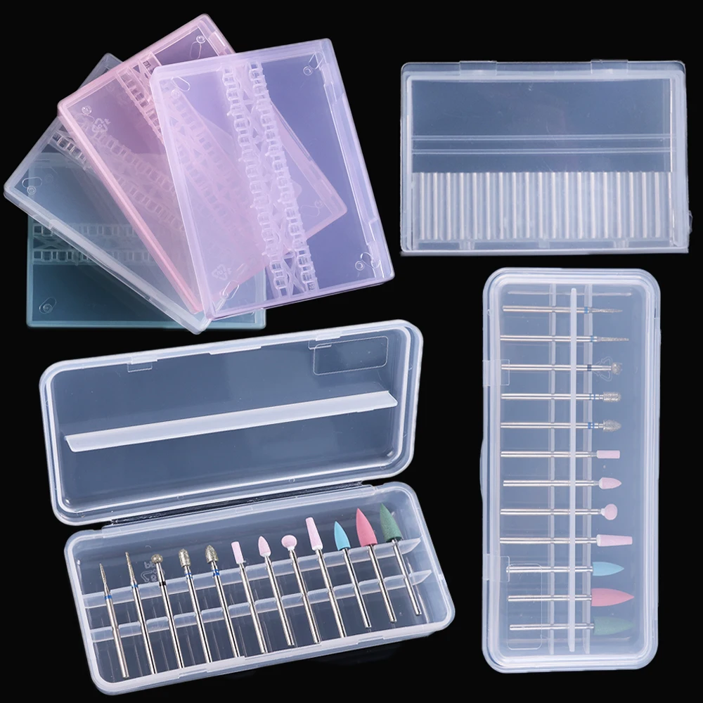 

1pcs Clear Empty Acrylic Storage Box Nail Drill Bit File Case Manicure Mill Cutter Display Nail Art Drill Organizer Holder LA994