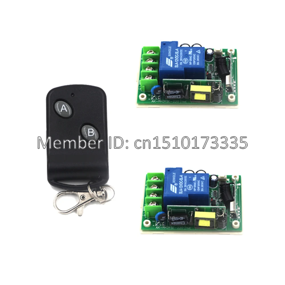 

Hot AC 85V~260V RF 1CH Wide Voltage Receiver A B Button Remote Control Light Switch System 315/433 MHZ