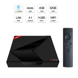 X88 Android 7,1 ТВ коробка 4 г 32 г RK3328 4 ядра с голосом Управление Smart Media Player 4 К H, 265 BT Двойной Wi-Fi Set top box