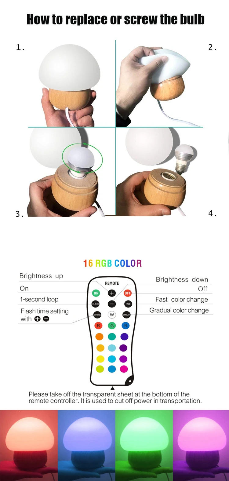 Soft Silicone LED Mushroom Baby Night Lights