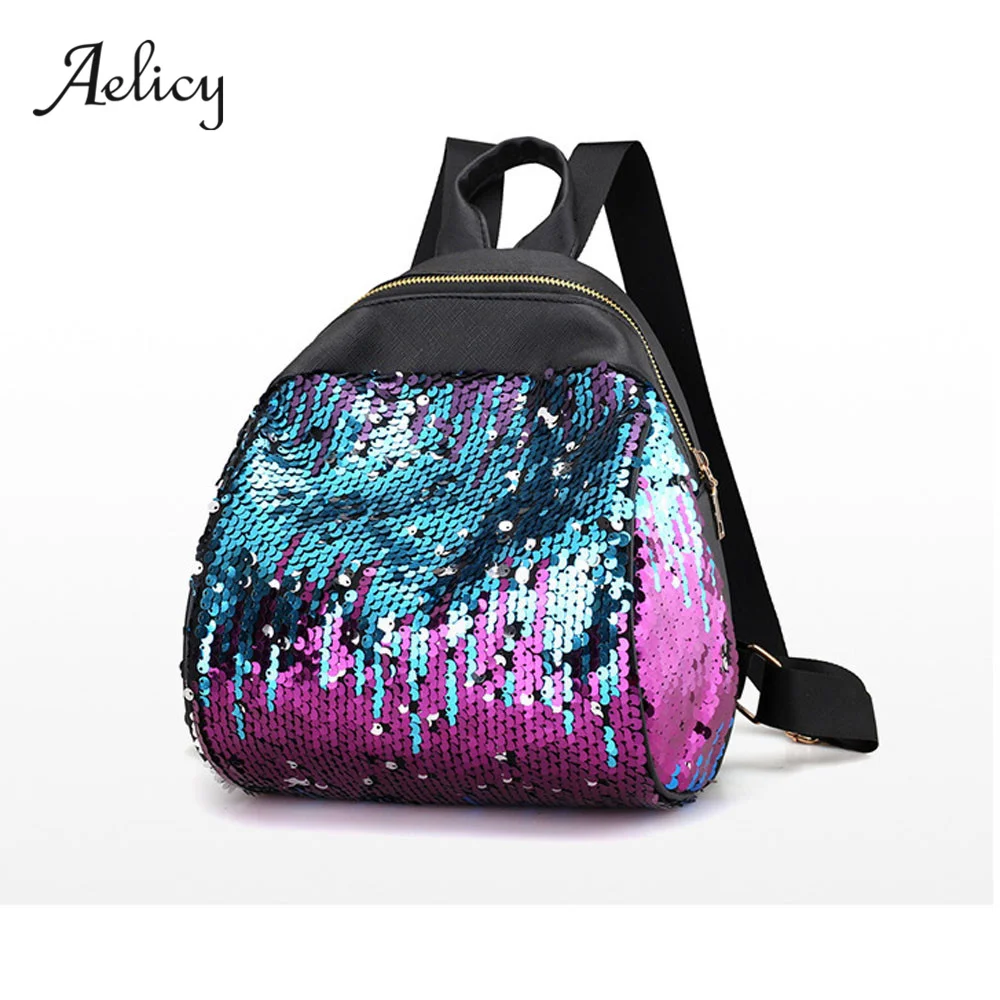 

Aelicy 4 Colors Women Girl Backpack Travel Rucksack Shoulder Shiny Sequins School Bags PU Leather Rugzak Mochila Feminina 0926