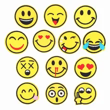 

10 pcs/lot Funny Emoji Embroidered Sewing On Patch Emoticon Iron On Patch Stickers for Clothes Badge Fabric Applique Supplies