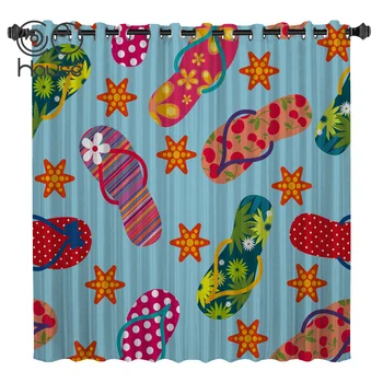 

COCOHouse Color Sandals Summer Flower Curtain Lights Living Room Blackout Outdoor Indoor Fabric Kids Curtain Panels With Grommet