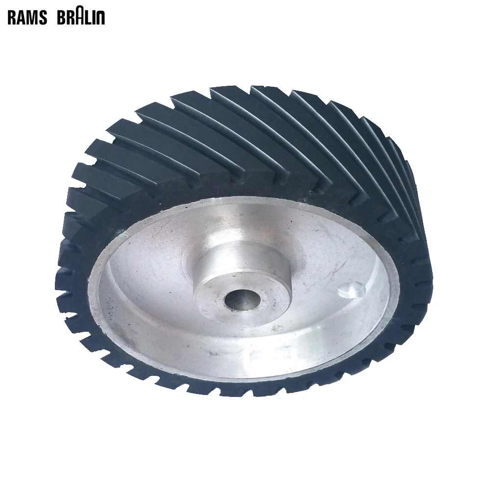 250*75mm Grooved Rubber Contact Wheel Dynamically Balanced Belt Sander