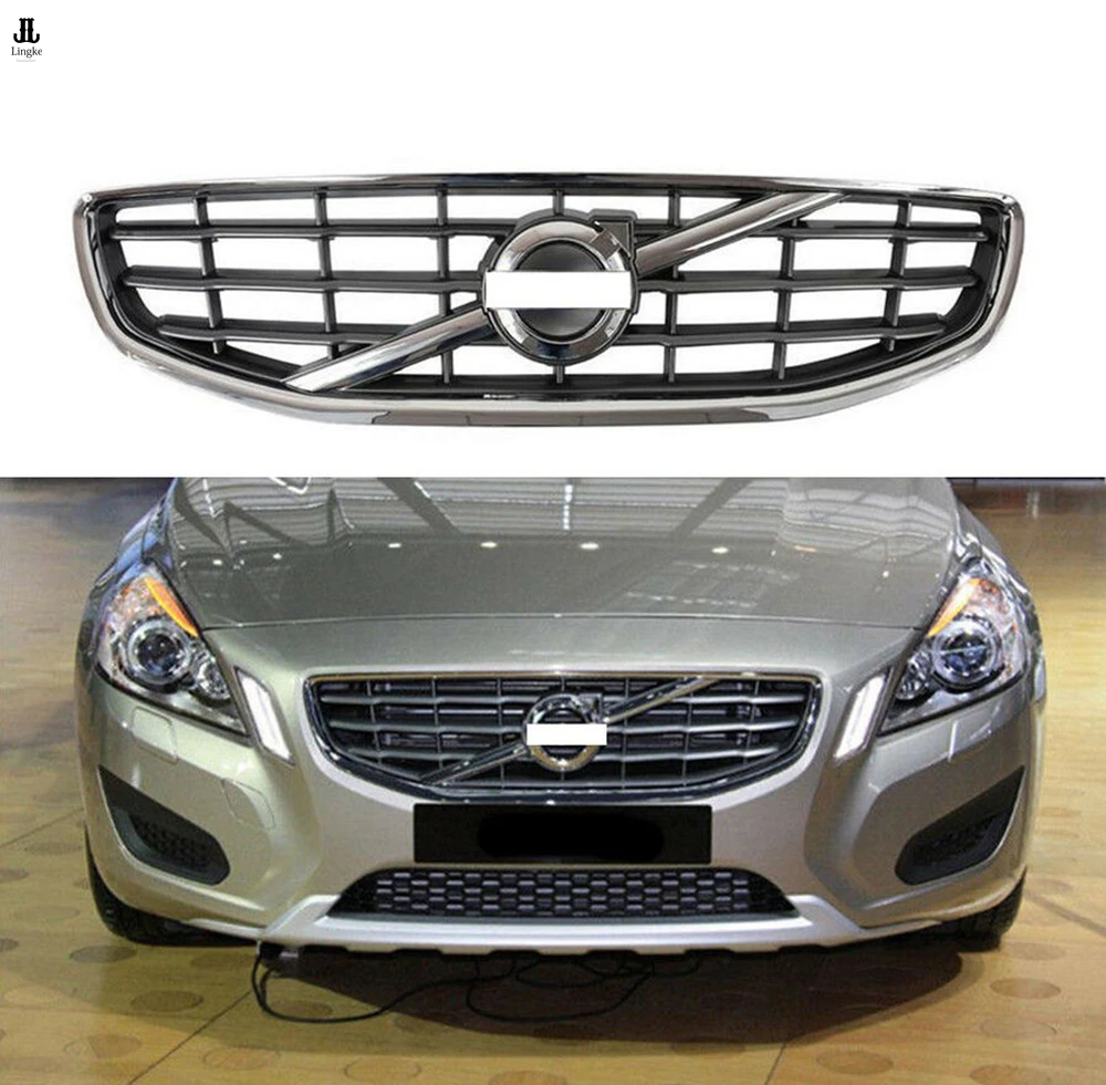 

Chrome Front Grille Upper Grill For Volvo With Emblem Badge S60 2011 2012 2013