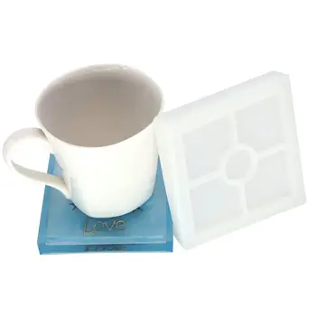 

3 Pack DIY Coaster Silicone Mold Include Round Square Hexagon Molds for Casting with Resin Cement