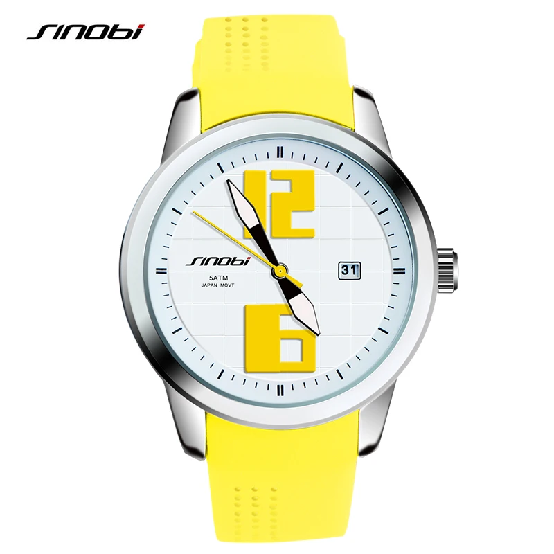 SINOBI модные спортивные Для женщин наручные Часы силиконовый ремешок для часов люксовый бренд дамы Бег Женева Кварцевые часы Montres Femmes