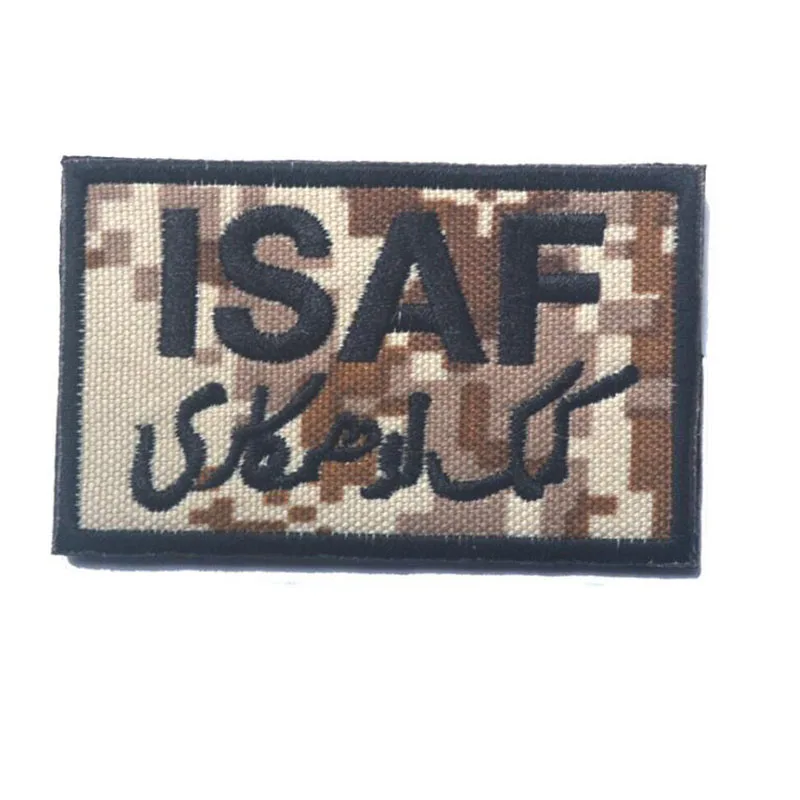 ISAF International Security Assistance Force Military Patch Morale Patch 3D Embroidery Camouflage Double-Sided Army Badge Badge