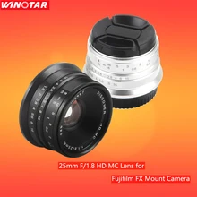 Black/Sliver 25mm F/1.8 HD MC Manual Focus Wide Angle Lens for Fujifilm FX Camera X-T10 X-T2 X-PRO2 X-PRO1 X-E2 X-E1 X-M1 M2 M3