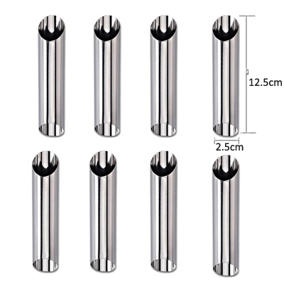 ERMAKOVA 12 шт. нержавеющая сталь антипригарный крем рога Датская форма для печенья трубка крема рога форма для круассана - Цвет: Tube