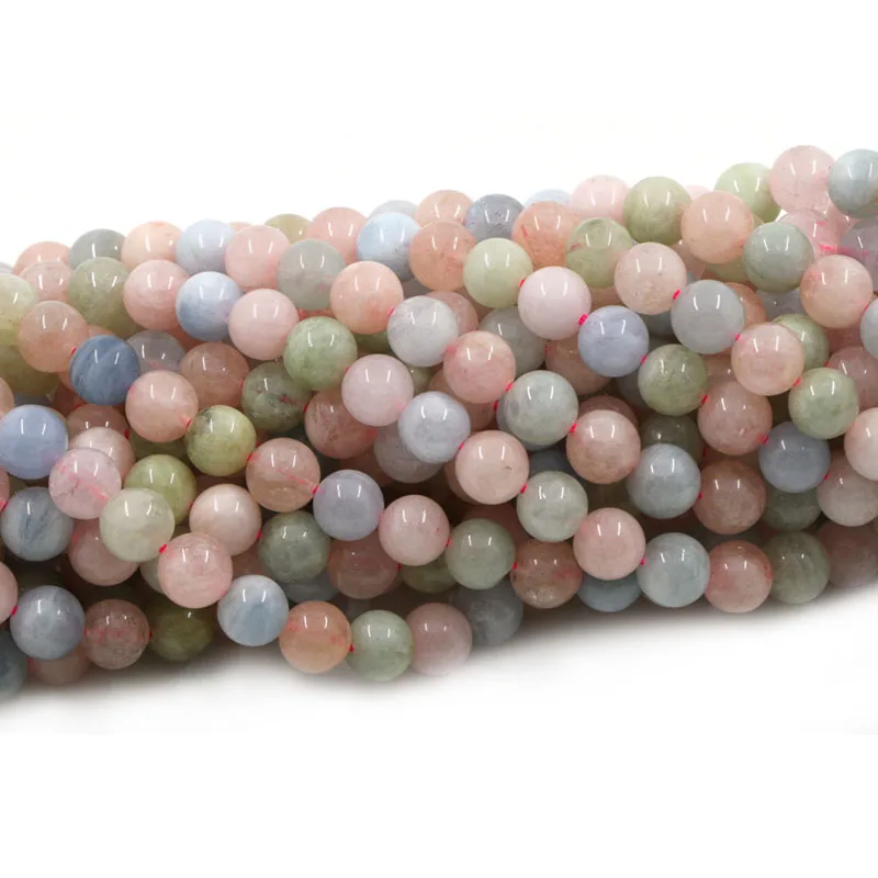 Fashion natural stone beads colorful morganite stone round loose beads for jewelry making 15inche/strand diy bracelet necklace