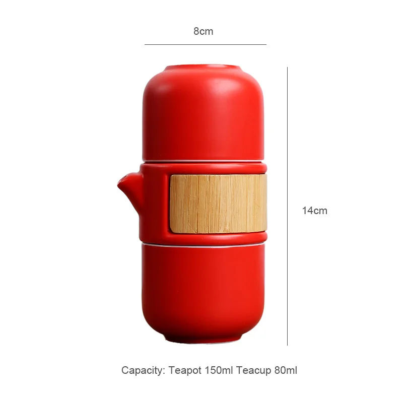 Розовый фарфоровый дорожный чайный сервиз, керамический чайный набор кунг-фу, 1 горшок, 2 чашки, незаменимый для офиса, пигментированная посуда для путешествий, портативная посуда для напитков