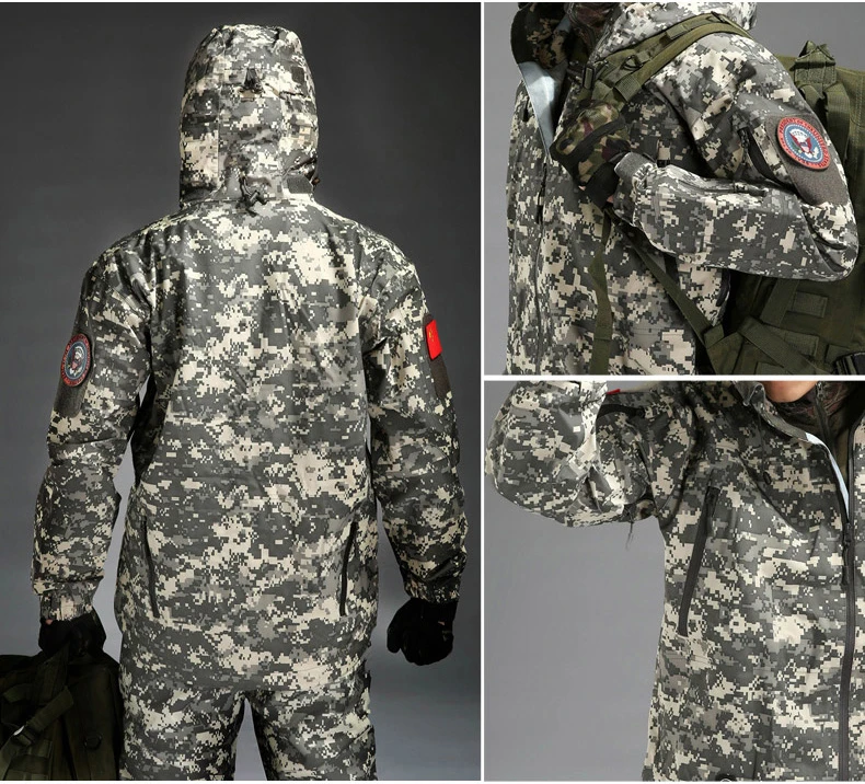 Открытый водонепроницаемый жесткий корпус Военная тактическая куртка мужская камуфляжная с капюшоном Hardshell тонкое давление клей ветровка пальто Топы