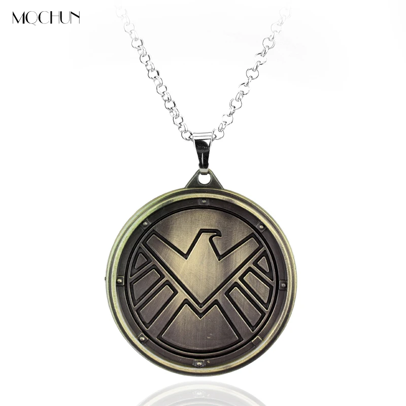 

MQCHUN Movie Jewelry Agents Of Shield Necklace pendants Badge Logo Pendant Collier Men Necklaces Christmas Party Gift necklace