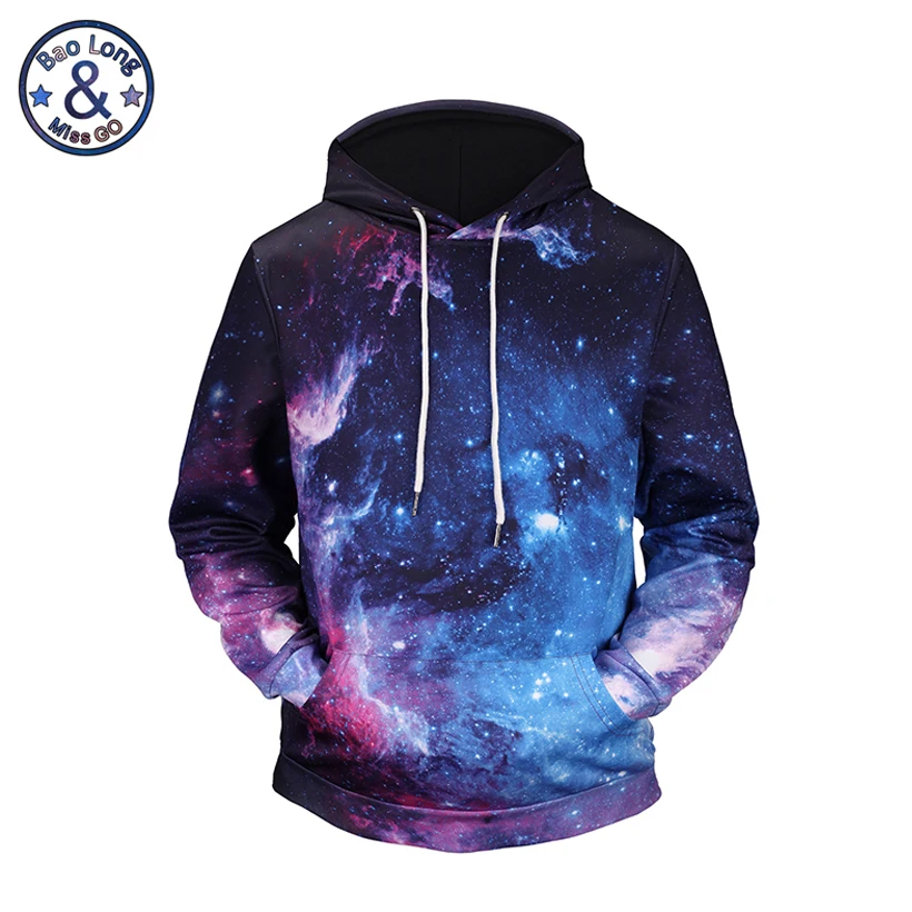 

Mr.BaoLong brand men's fashion funny galaxy 3D printed hooded hoodies men and women poket hooded sweatshirts H56
