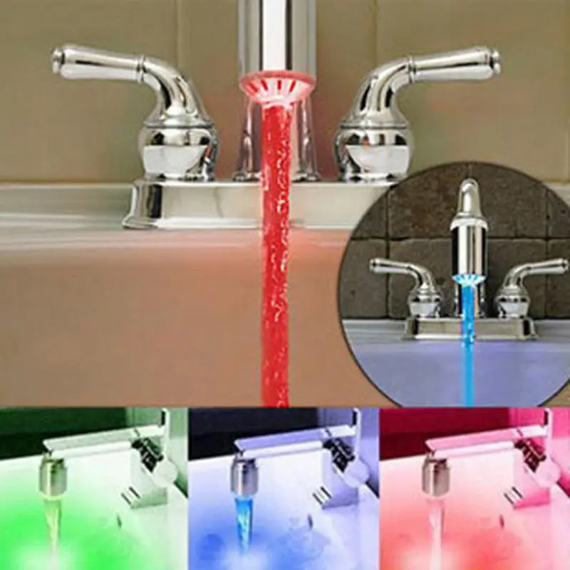 

Novelty 7 Color Auto RGB Colorful LED Light Water Glow Faucet Tap Head Tool