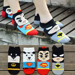 1 пар/лот лето мультфильм хлопок Бэтмен Супермен Женщины носки с лодочками костюм для лета дышащие повседневные женские забавные носки