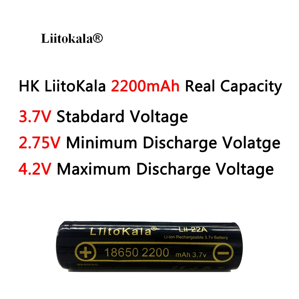 Литий ионный аккумулятор HK LiitoKala литий для фонарика 3 7 В 18650 2200 мАч|Перезаряжаемые