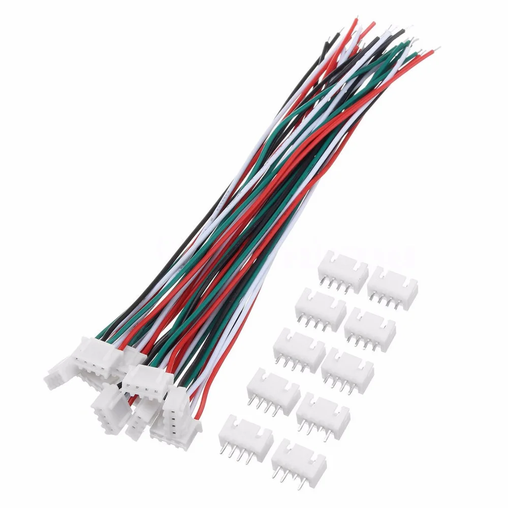 10 Set Mini Micro JST XH 2.54mm 4 Pin Connector Plug With 24AWG 1007 Wires 150mm Lengthin