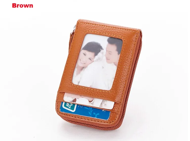 Мужской вместительный держатель для кредитных карт из натуральной кожи с застежкой-молнией, кошелек с отделами для карт для женщин, женская сумка