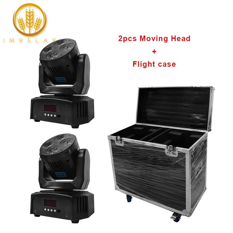 

IMRELAX 2pcs 14/16 Channels 4*10W RGBW 4in1 LED Moving Head Light DMX Stage Lighting With Flight Case