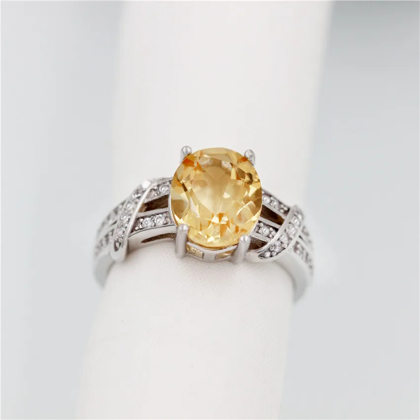 Женское Обручальное Кольцо Almei 2.2CT желтое цитрин из стерлингового серебра 925