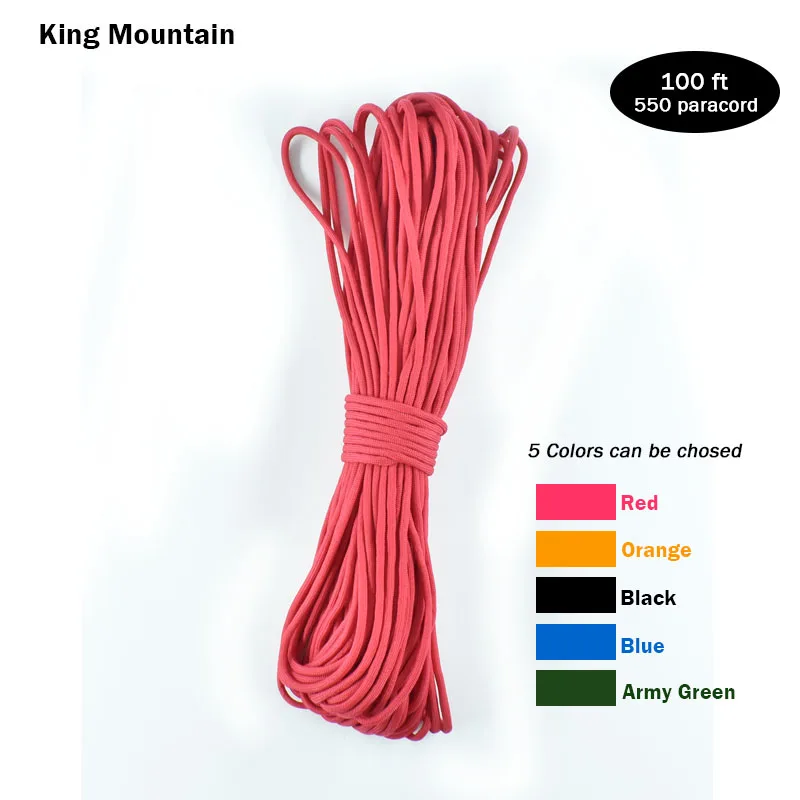 

King Mountain Paracord 550 Parachute Cord Lanyard Rope Mil Spec Type III 9 Strand 100FT Climbing Camping Survival Equipment
