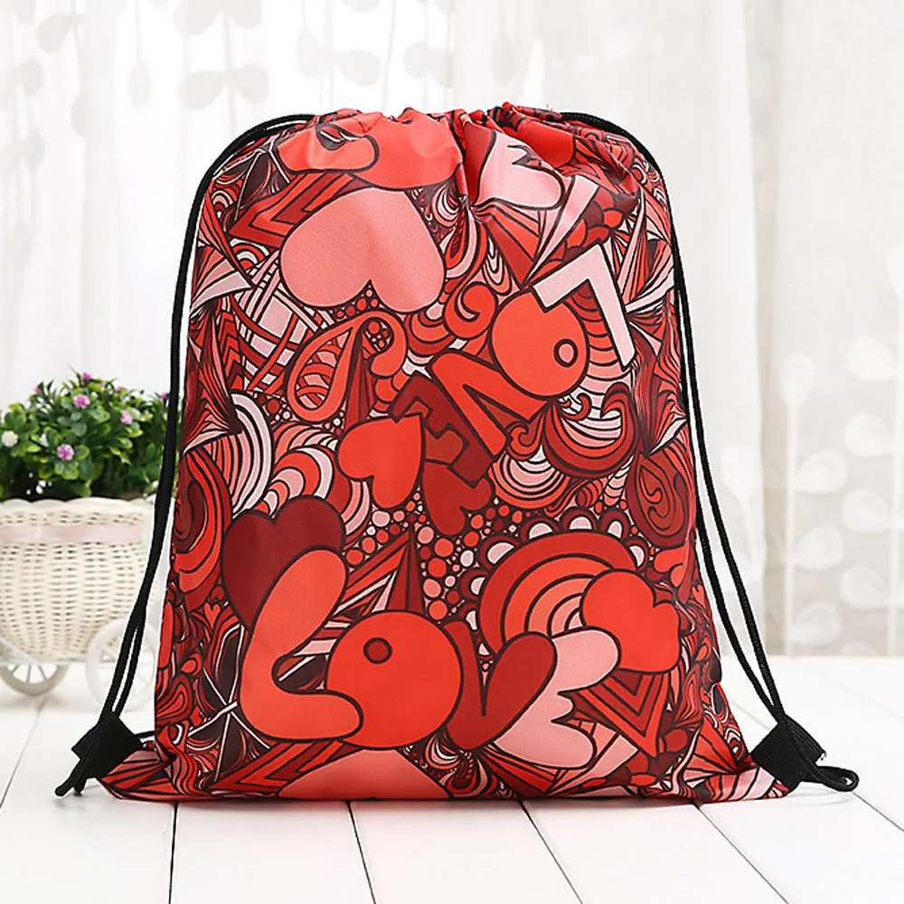 Unisex Foldable Cotton Backpack Storage Bundle Rope Valentine's Day Bag Drawstring Grocery Shopping Bags Hot Sale Case Pouch#