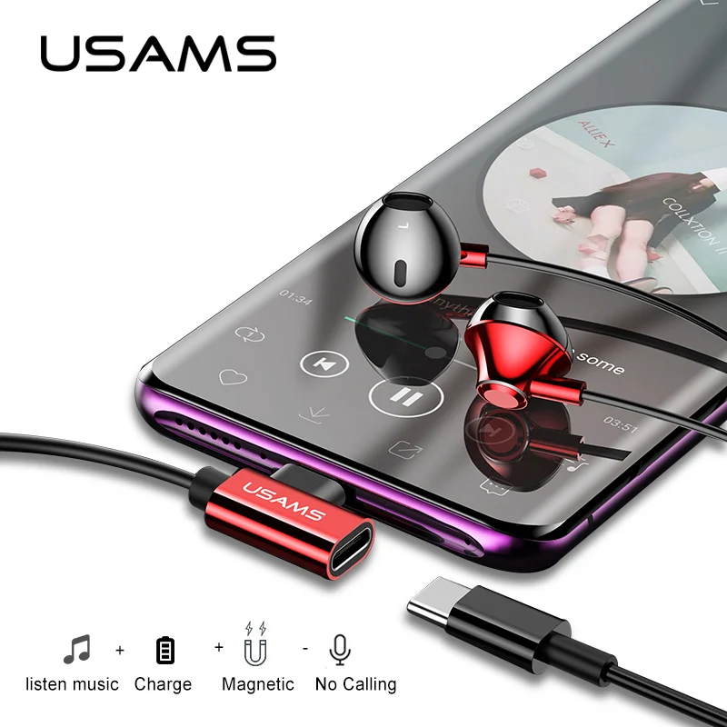 

USAMS type c Earphone Metal Hifi Wired headset with Microphone 4D Stereo lightning earphone for iphone 8 7 6 X XS Max Samsung s8