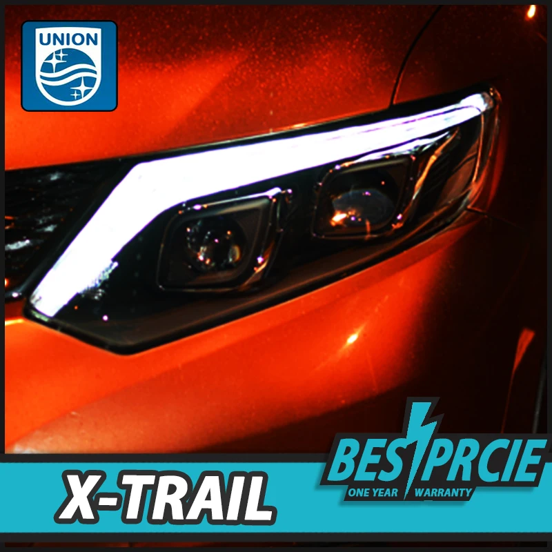 

UNION Car Styling for Nissan Rouge Headlights 2014-2015 X-trail LED Headlight Signal LED DRL Bi Xenon Lens High Low Beam Parking