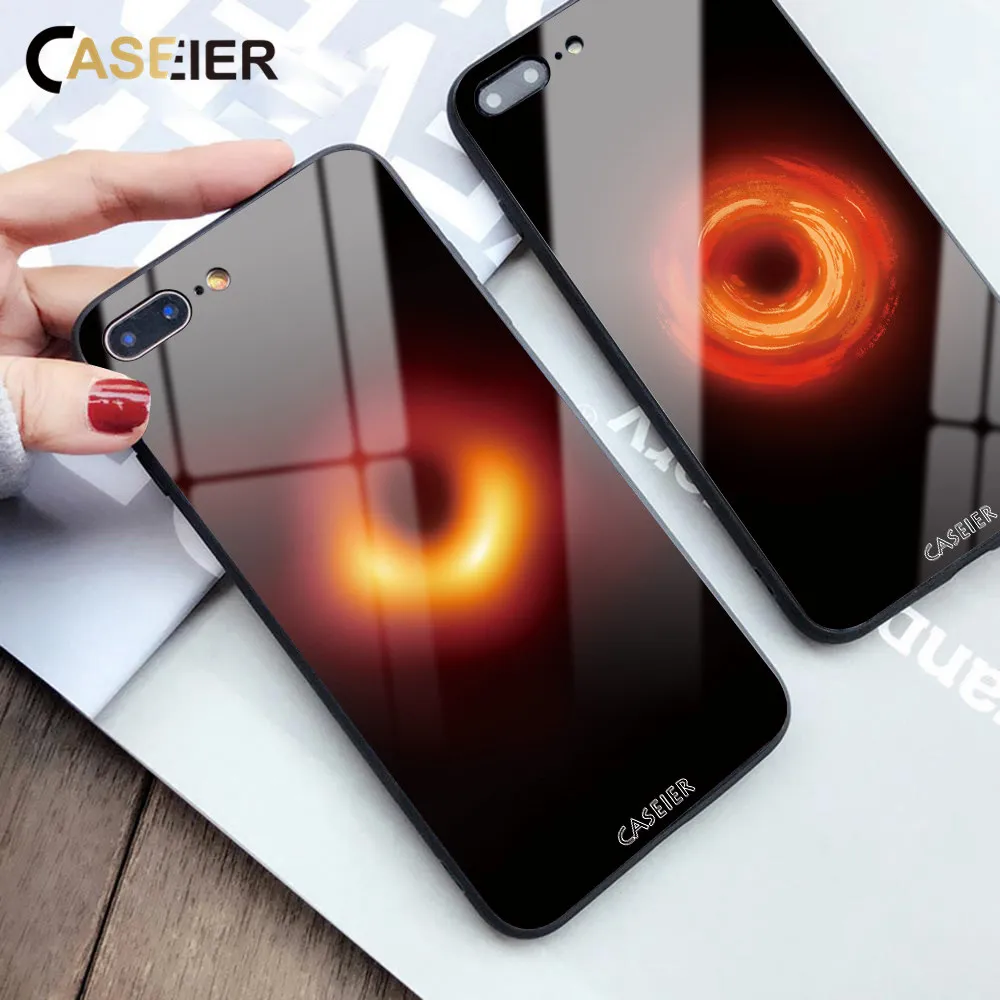 

CASEIER Black Hole Glass Case For iPhone X XS MAX XR Case M87 Phone Case For iPhone X XS MAX XR 8 7 6 6S Plus Funda Couque Capa