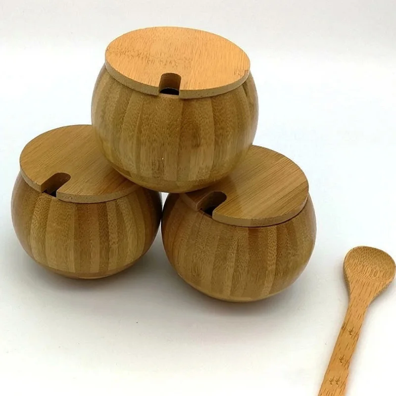 

Environmental Protection Bamboo Seasoning Jar Natural Salt Can Home Spice Bottle With Lid Kitchen Accessory Tea Storage Box