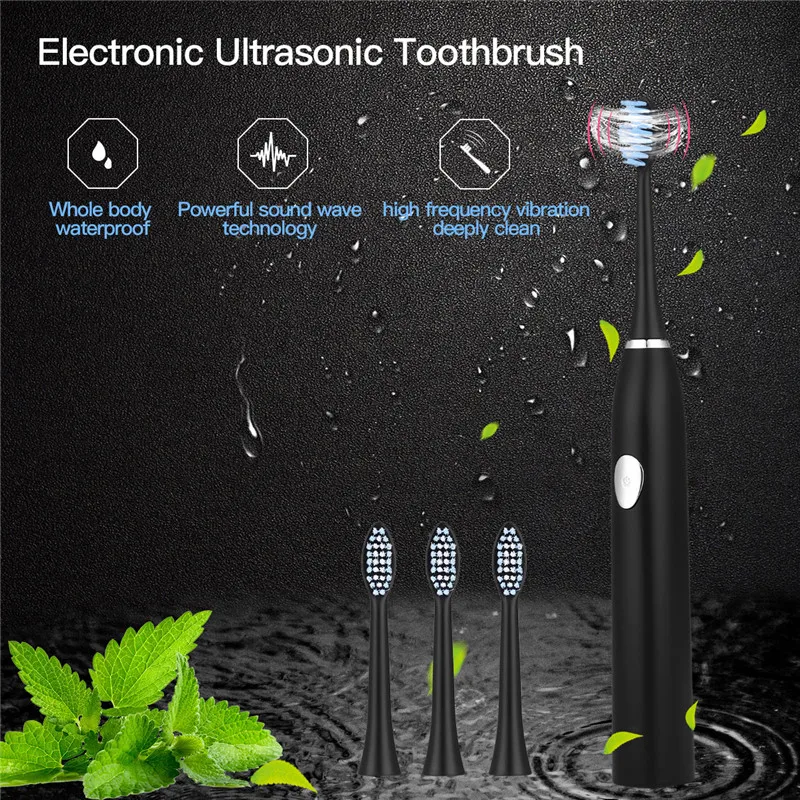 

Inductive USB Rechargeable Electric Toothbrush For Adults 5 Modes Waterproof Ultrasonic Sonic Tooth Brush With 4Pcs Brush Heads