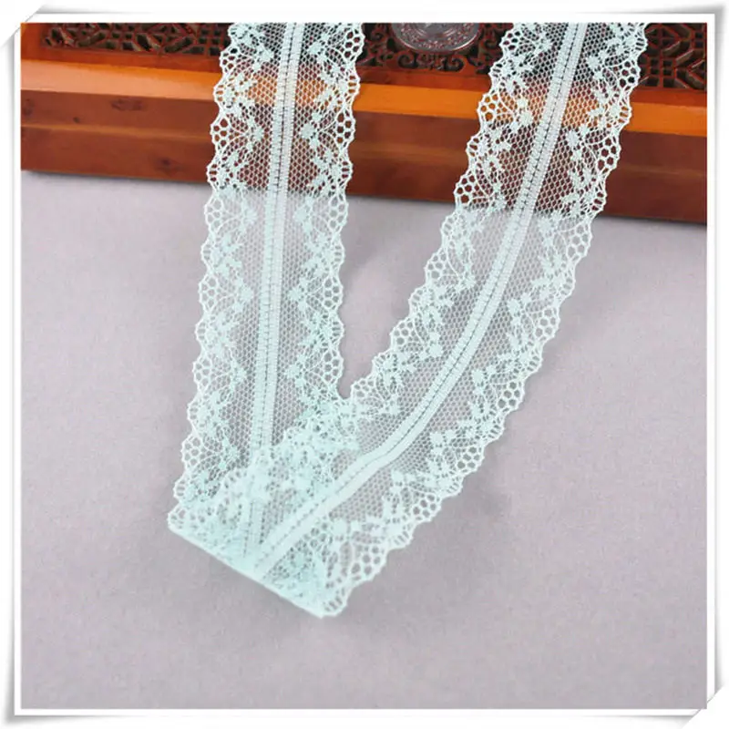 10yards african lace fabric White lace Ribbon3.8CM DIY french lace fabric embroidery net holiday decorations clothing lace Trims - Цвет: Mint Green