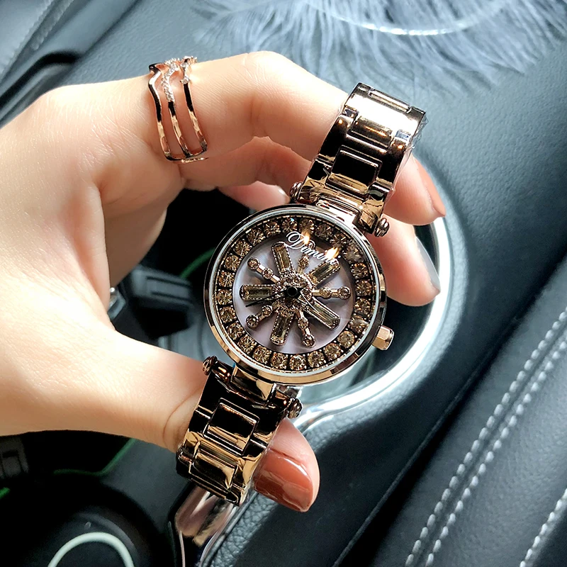 Super Cool Rotation Women Rhinestone Watches Fashion Ladies Casual