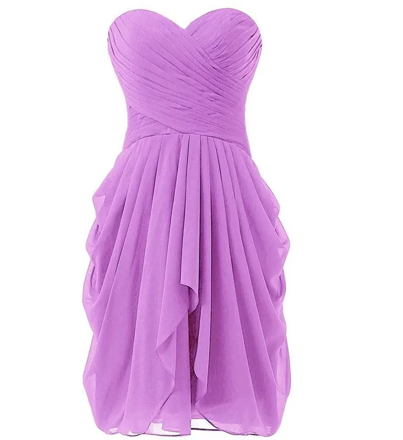 Lavender Bridesmaid Dress Short Chiffon Gowns Strapless Off the ...