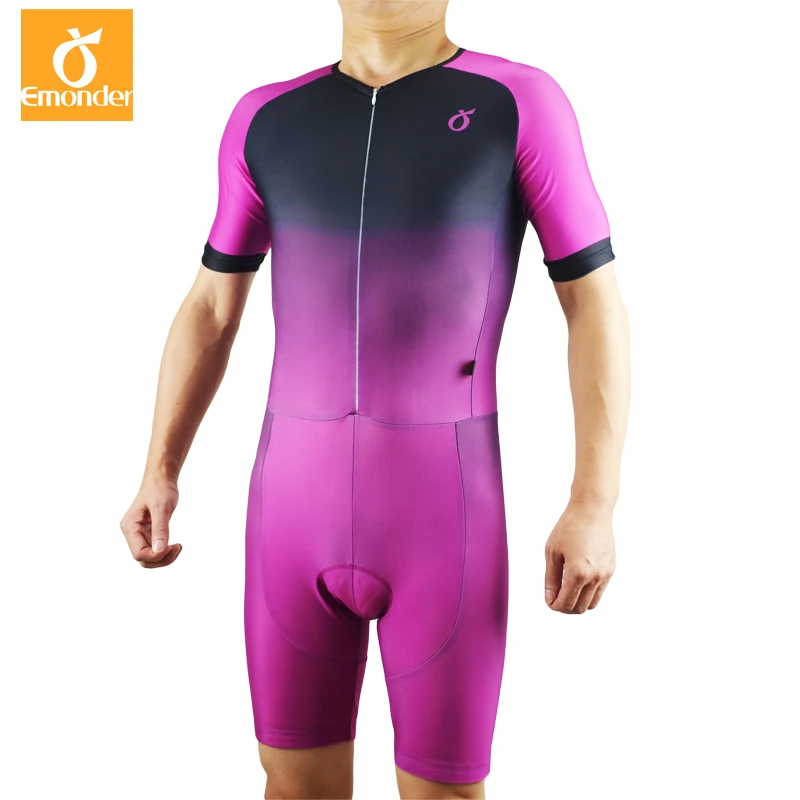 EMONDER Men Cycling Jerseys Triathlon Bike Bicycle Clothes Purple V