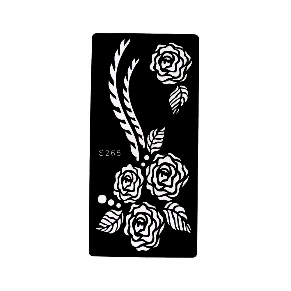 1 Piece Black Color Rose Henna Tattoo Stencil Draw on Beauty Woman Body Art Design Hollow Airbrush Paint Sticker Profession S265