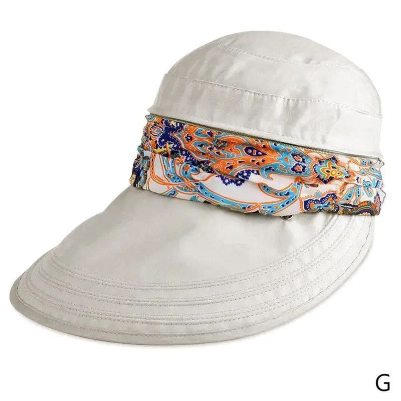 Lady Women Summer Outdoor Hat Cap Riding Anti-UV Sun Hat Beach Foldable Sunscreen Floral Print Caps Neck Face Wide Brim Hat - Цвет: G