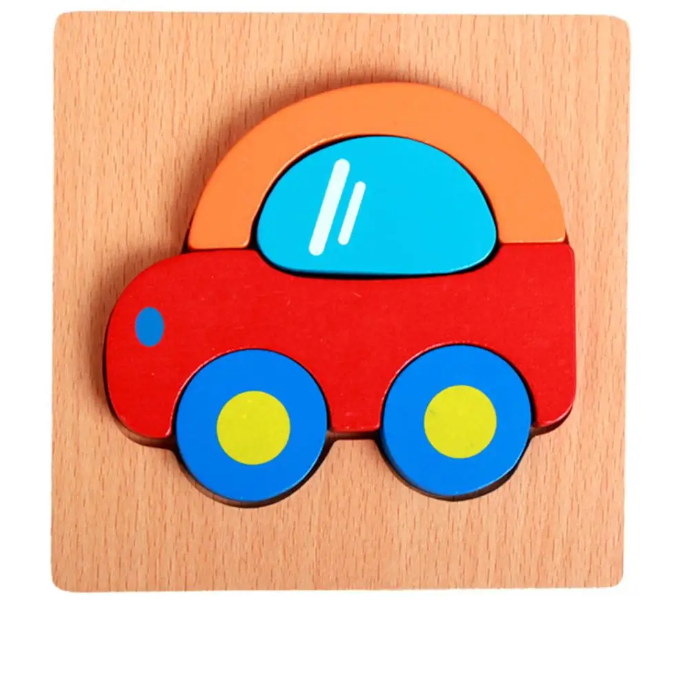 MWZ деревянная 3D головоломка, деревянные игрушки для детей, Монтессори, игрушки, головоломка, мультфильм, животные, головоломка, Детская Развивающая игра - Цвет: car