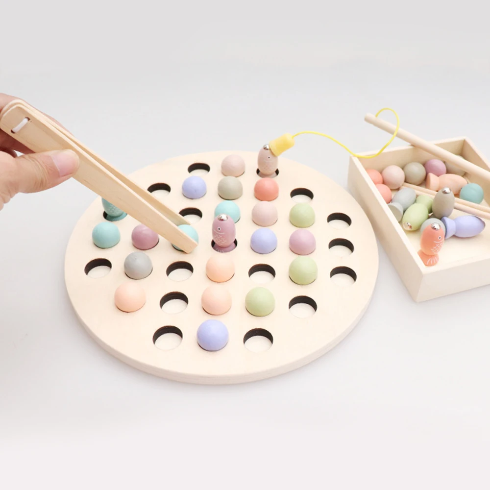 

Kids Early Educational Magnet Fishing Game Toys For kids Wooden Montessori Fishing Toys Multi-functional Learning Fish Magnet