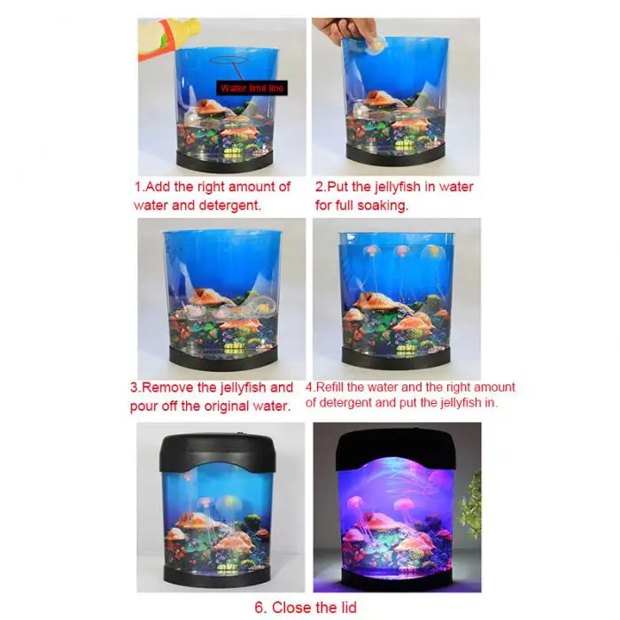 Aquarium Night Light Lamp LED Light Artificial Seajelly Tank Swimming Mood Lamp for Home Desk Decor PAK55