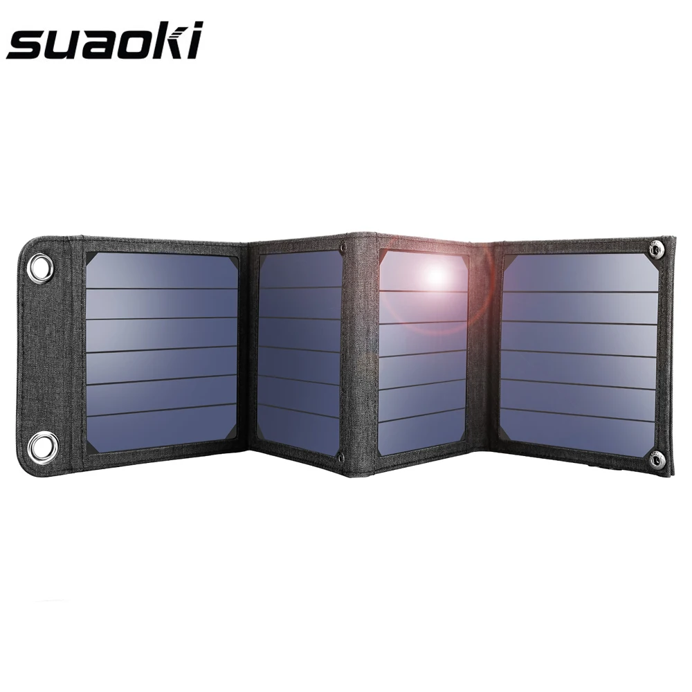 

Suaoki 14W Solar Panel Foldable Solar Cells Charger 5V 2.1A USB Output Devices Portable Solar Battry for Smartphones Laptop