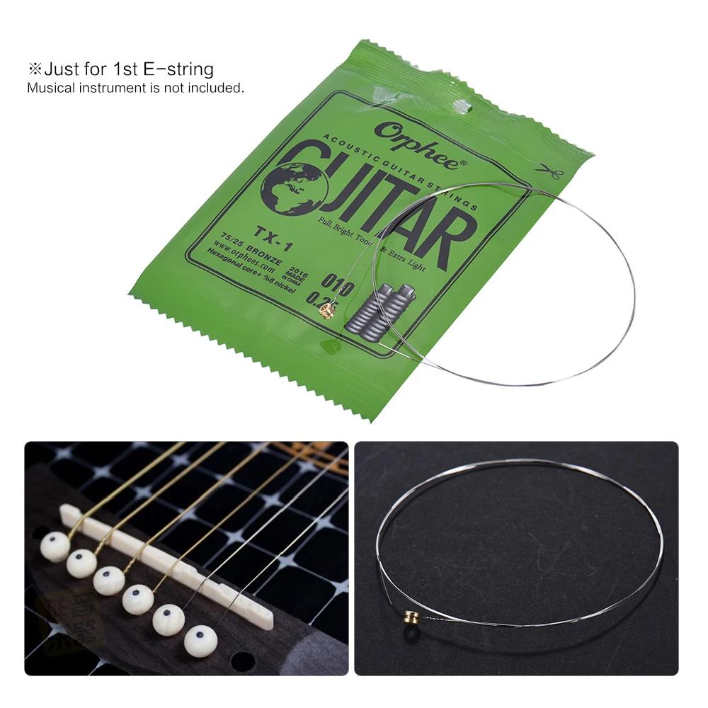 Orphee TX-1 Сменные Струны для акустической фольклорной гитары 1st E-String(. 010) 10-Pack 75/25 Фосфорная бронза дополнительное напряжение света - Цвет: 1st E-String 010