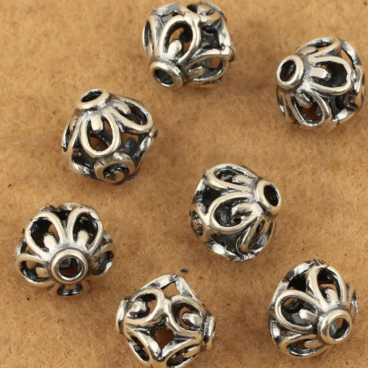 100% 925 Silver Jewelry Beads Vintage Thai Silver Hollow Beads Sterling