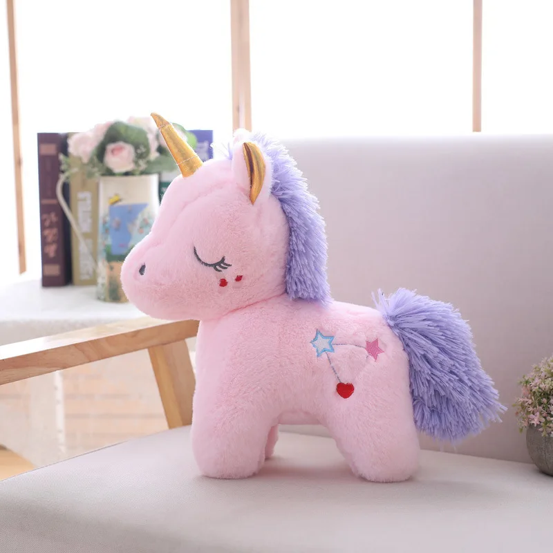 40 70cm Pink Unicornio Pony Dolls Soft Stuffed Animals Purple Hair