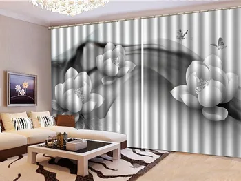 

Curtain White Flowers, Butterflies, Flying 3D Flower Curtains Living Room Bedroom Beautiful Practical Shade Curtains