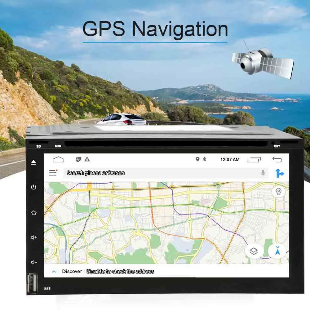 Best 2 Din Android 6.0 DVD CD Car Radio Stereo 6.95" Car GPS Navigation Wifi Bluetooth USB Radio Audio Player subwoofer USB SD Player 1