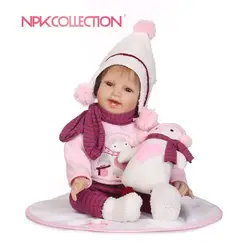 NPKCOLLECTION 55 см виниловые силиконовые Reborn Baby Doll детский приятель для девочки boneca reborn мягкие игрушки для букетов куклы Bebes Reborn
